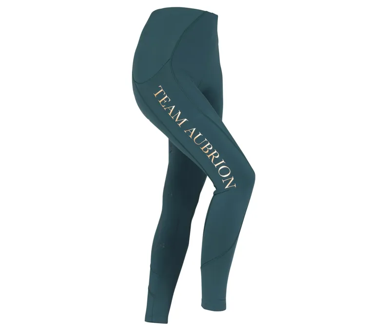 Aubrion Team Riding Tights - Young Rider in Green